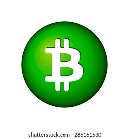 Green bitcoin icon 3d on a white background. Vector illustration