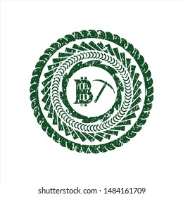 Green bitcoin mining icon inside distressed rubber texture