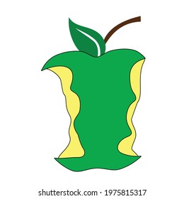 green bitten apple fruit on white background vector design