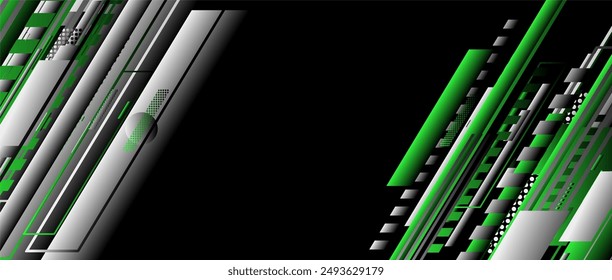 green and black abstract background with lines
