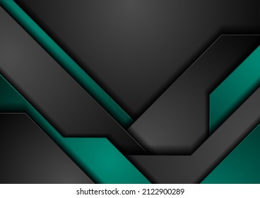 Green and black abstract corporate geometric background. Vector design