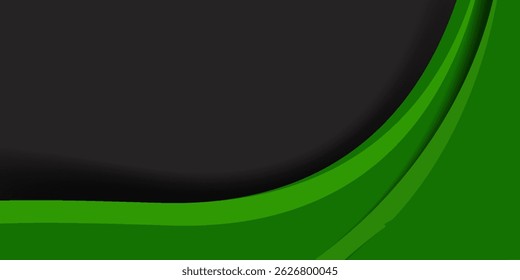 Green Black Abstract fluid wave. Modern poster with gradient 3d flow shape. Innovation background design for cover, landing page.
