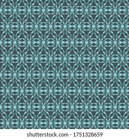Green and Black Abstract Geometric Floral Seamless Pattern