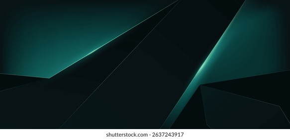 Green and black abstract geometric luxury background vector. Social ads banner or Landing page.