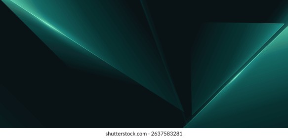 Green and black abstract geometric luxury background vector. Social ads banner or Landing page.