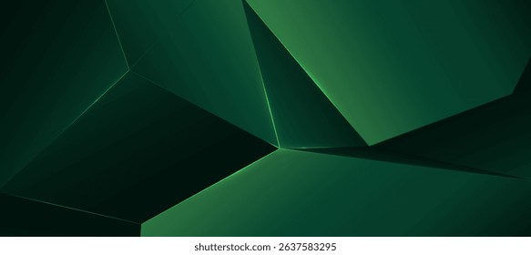 Green and black abstract geometric luxury background vector. Social ads banner or Landing page.