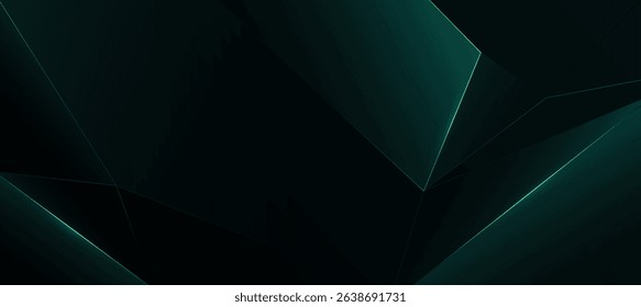 Green and black abstract geometric luxury background vector. Social ads banner or Landing page.