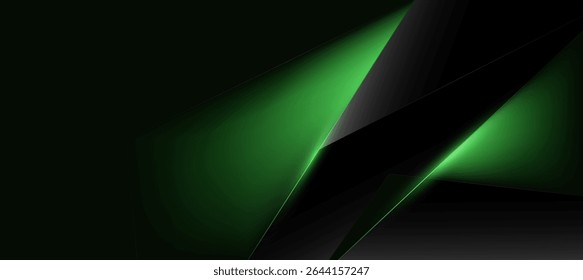 vetor de fundo de luxo geométrico abstrato verde e preto. Banner de anúncios sociais ou página inicial.