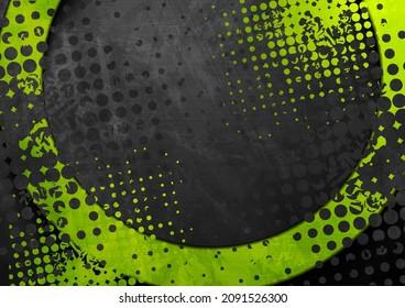 Green and black abstract grunge tech geometric background. Vector design