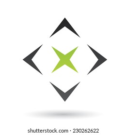 Green and Black Abstract Icon Illustration isolated on a white background
