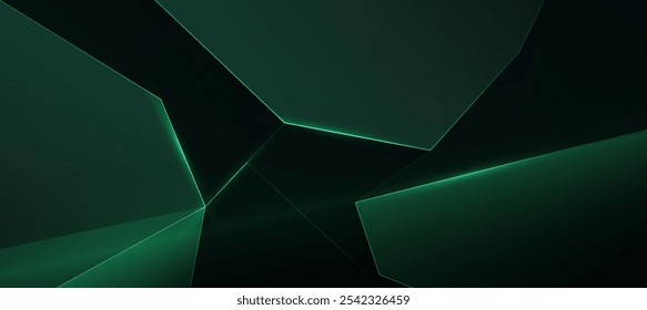 Vector de fondo de lujo de polígono abstracto verde y negro, fondo de innovación tecnológica