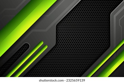 Green and black abstract technology game banner background