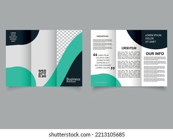 Green Black Abstract Trifold Brochure. Flyer For Printing.