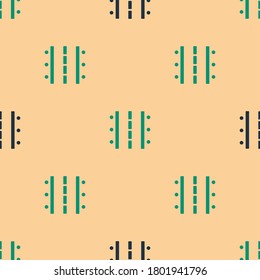Green and black Airport runway for taking off and landing aircrafts icon isolated seamless pattern on beige background.  Vector Illustration