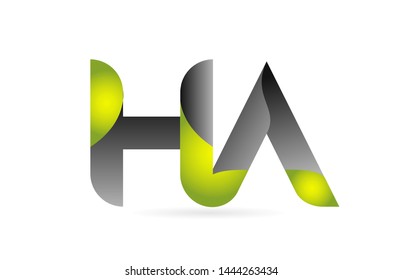 green black alphabet letter HA H A combination logo design suitable for a company or business