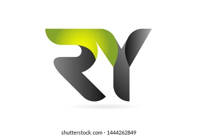 green black alphabet letter RY R Y combination logo design suitable for a company or business