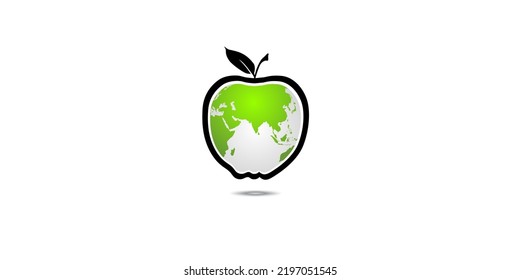 green black apple, there is a world map in it