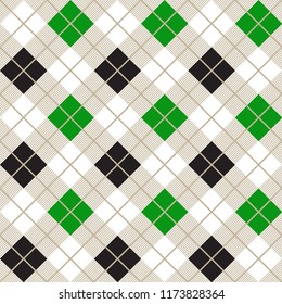 Green And Black Argyle Diagonal Decorative Seamless Harlequin Pattern