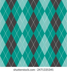 Motif argyle vert et noir. Argyle  motif de Image vectorielle. Motif argyle. Motif géométrique harmonieux de vêtements, papier à envelopper, arrière-plan, arrière-plan, carte cadeau, pull.