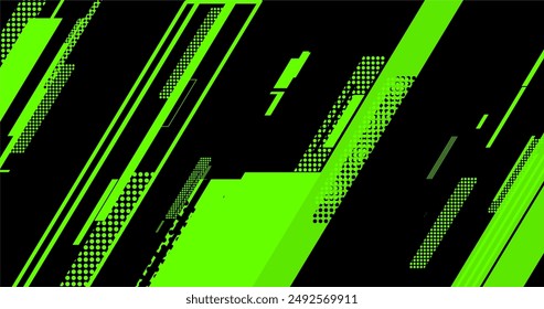 fondo verde y negro con líneas geométricas y puntos