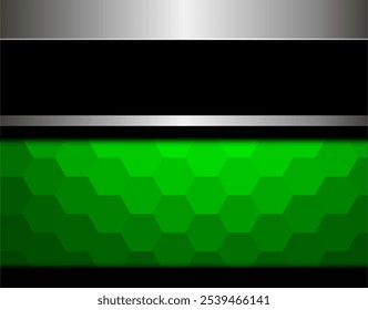 Fondo negro verde con hexagonal, patrón de panal, Ilustración vectorial 3d.