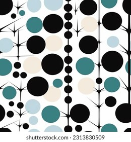 Green Black Beige Geometric Abstract Scandinavian Design Seamless Pattern