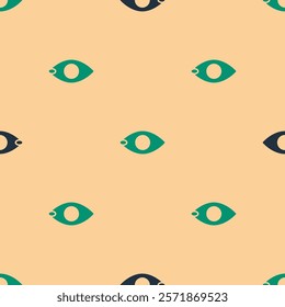 Green and black Blindness icon isolated seamless pattern on beige background. Blind sign.  Vector