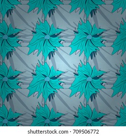 Green, black and blue background with flowers pattern. Vector floral seamless pattern.