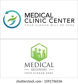 Green black blue gradient people hexagon circle logo idea suitable for medical business hospital clinic recovery healthcare pharmaceutical