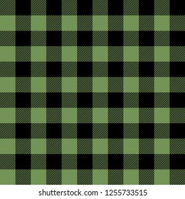 Green and Black Buffalo Plaid Seamless Pattern - Classic buffalo style plaid design