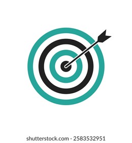 Green and black bullseye dart target icon. Dart target goal marketing sign. Arrow dart logo vector. Winner dart sign.