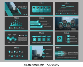 Green black Bundle infographic elements presentation template. business annual report, brochure, leaflet, advertising flyer, corporate marketing banner