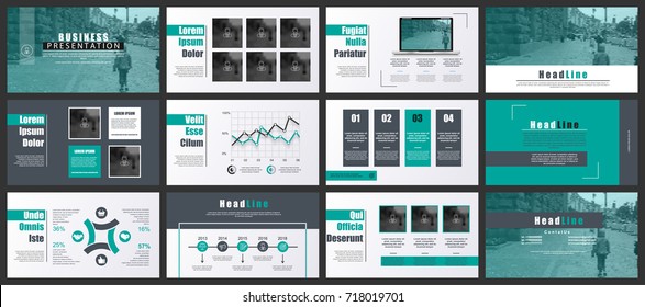 Green and black business presentation slides templates from infographic elements. Can be used for presentation, flyer and leaflet, brochure, marketing, advertising, annual report, banner, booklet.