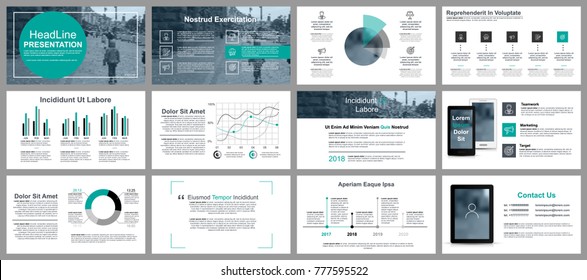 Green and black business presentation slides templates from infographic elements. Can be used for presentation, flyer and leaflet, brochure, marketing, advertising, annual report, banner, booklet.