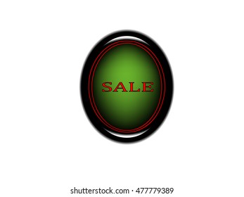 green - black button, mark the sale - vector illustration