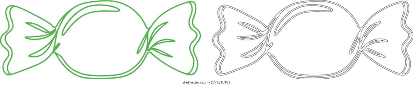Green and black candy wrapper outlines