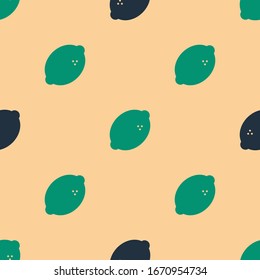 Green and black Casino slot machine with lemon symbol icon isolated seamless pattern on beige background. Gambling games.  Vector Illustration