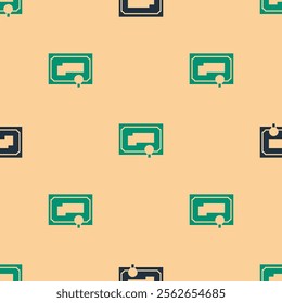 Green and black Certificate template icon isolated seamless pattern on beige background. Achievement, award, degree, grant, diploma concepts.  Vector Illustration