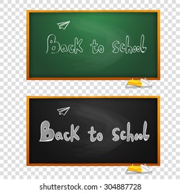 Green and Black chalkboard isolated on transparent background, Vector Illustration. Back to school.