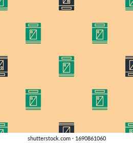 Die grünen und schwarzen Zigaretten packen das Symbol einzeln auf beigem Hintergrund. Packung Zigaretten. Vektorillustration-Illustration