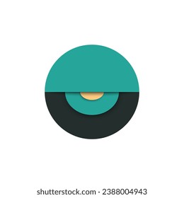 diseño del logo de círculo verde y negro con un punto amarillo en el medio