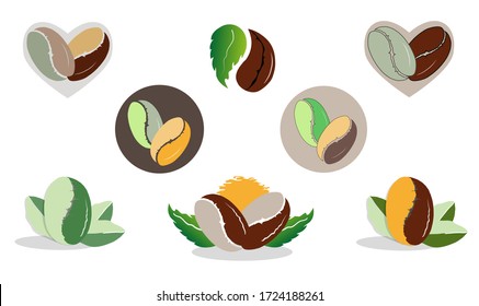 Green and Black coffee for coffee design.
Isolated illustration.