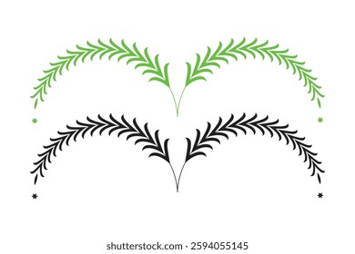 Green and black color circular laurel leaf use vector design. 