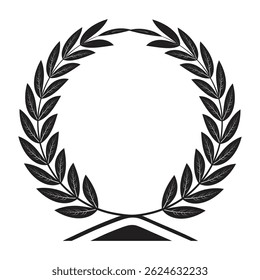 Green and black color circular laurel leaf vector graphics design. 