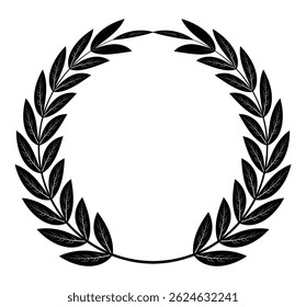 Green and black color circular laurel leaf vector graphics design. 