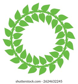 Green and black color circular laurel leaf vector graphics design. 