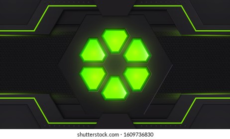 Green and black contrast abstract technology background. Green backlight. Layout design tech. Vector corporate design.