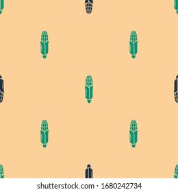 Green und schwarz Mais Symbol einzeln auf beigem Hintergrund. Vektorillustration-Illustration