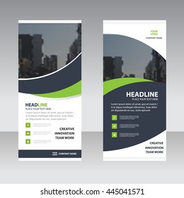Green black elegance abstract curve Business Roll Up Banner flat design template ,Abstract Geometric banner template Vector illustration set, abstract presentation template