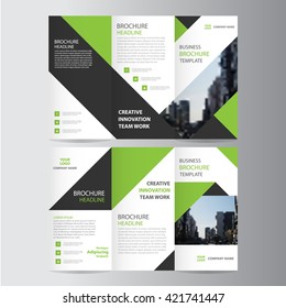 Green Black Elegance Business Trifold Business Leaflet Brochure Flyer Template Vector Minimal Flat Design Set